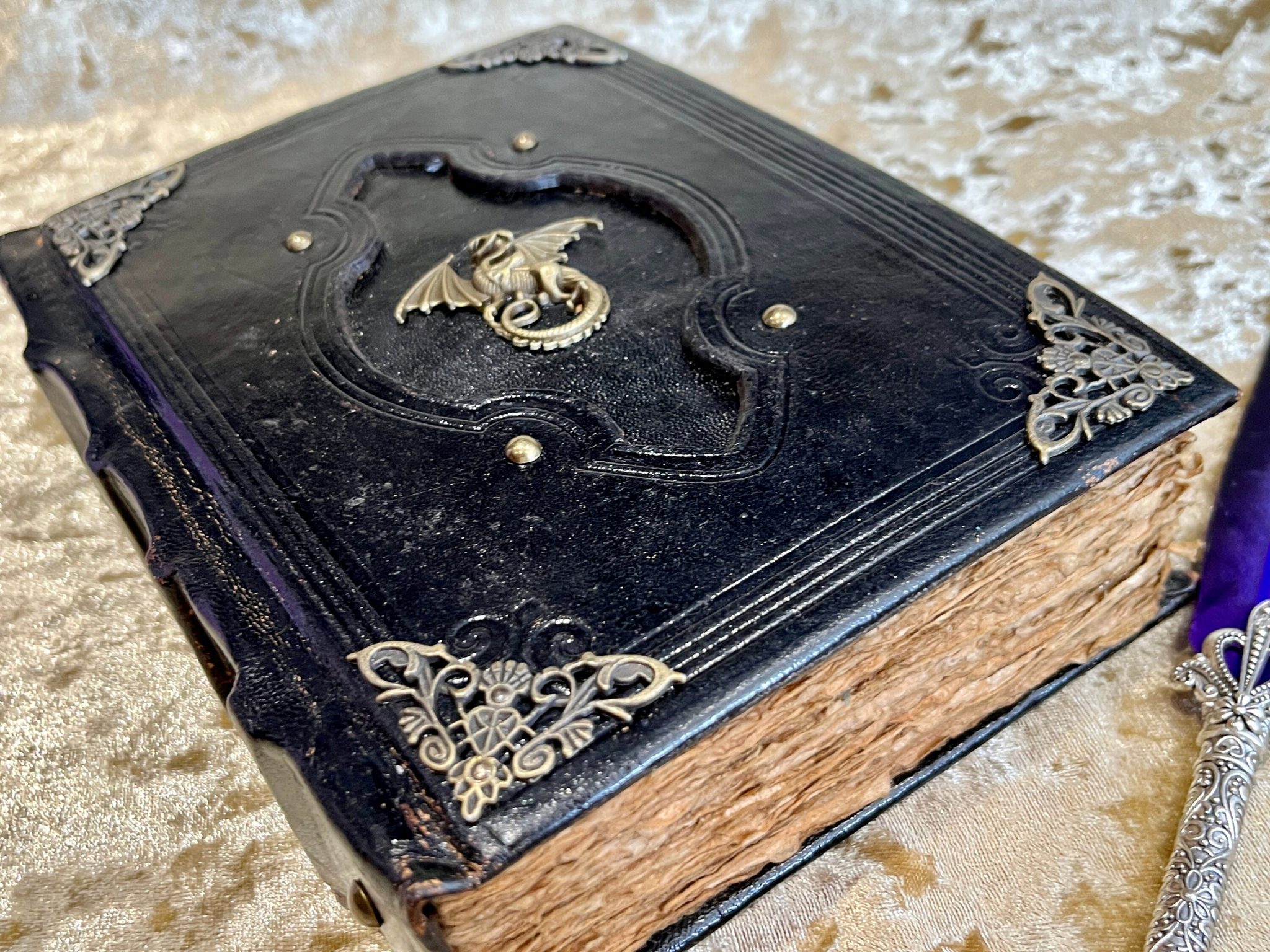 Leather A5 Dragon Notebook, Tome, Grimoire, Spell Book, with Fantasy ...